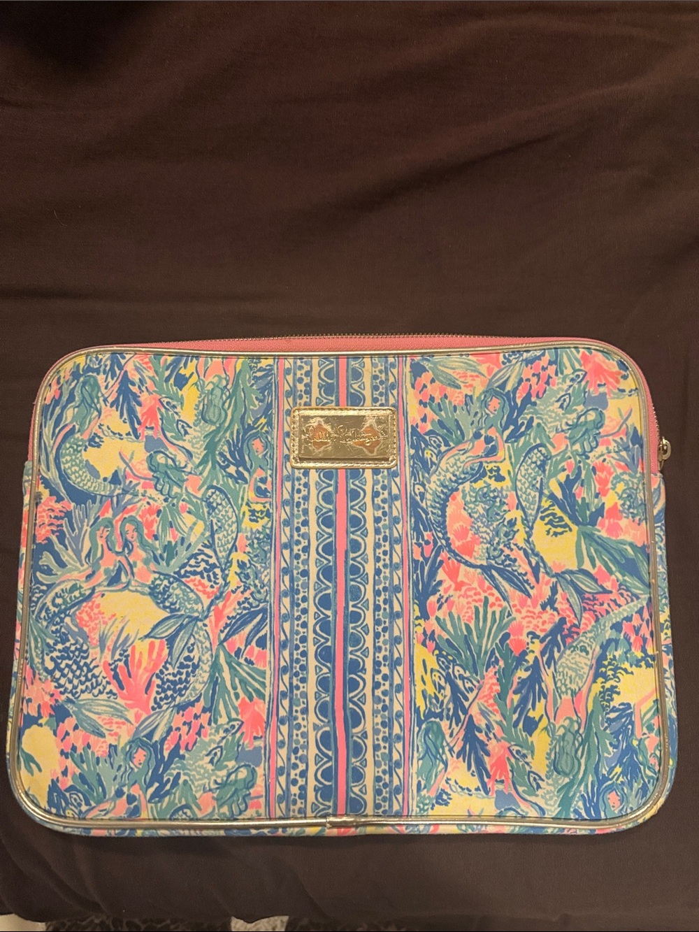 Lily Pulitzer Laptop Sleeve with Gold Logo Plaque